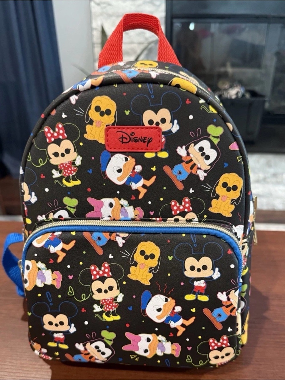 Funko Disney Mickey Minnie Donald Daisy Pluto All-Over Print Mini Zip Backpack